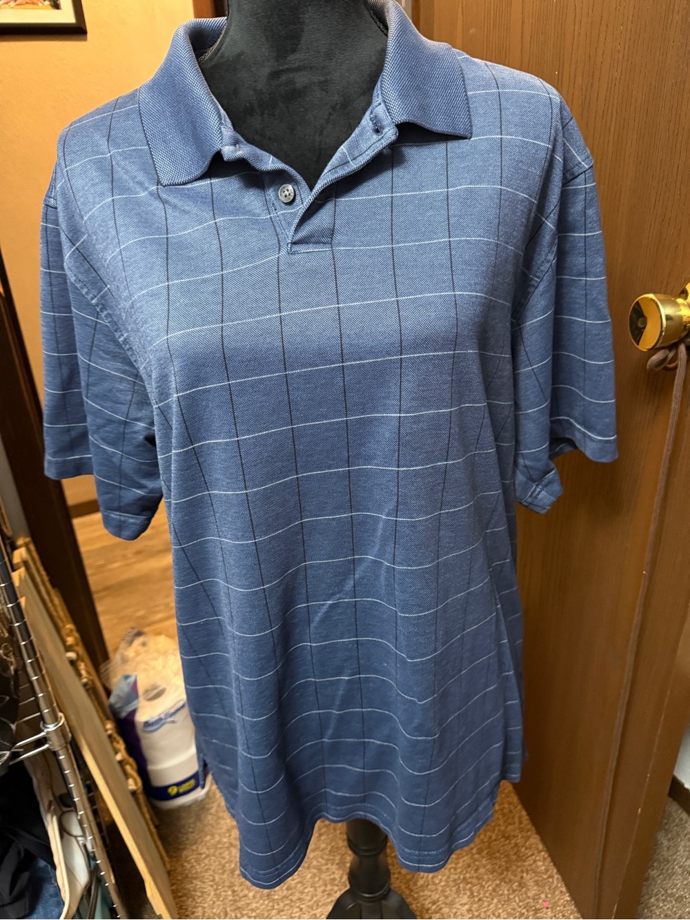 Van Heusen Men's Blue Windowpane Polo